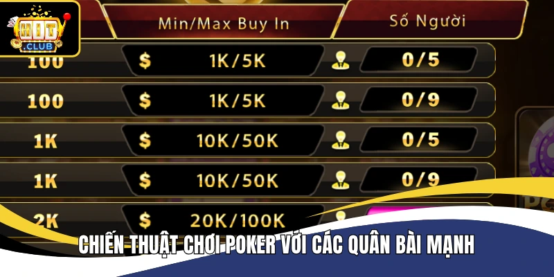 Chiến thuật chơi Poker với các quân bài mạnh 