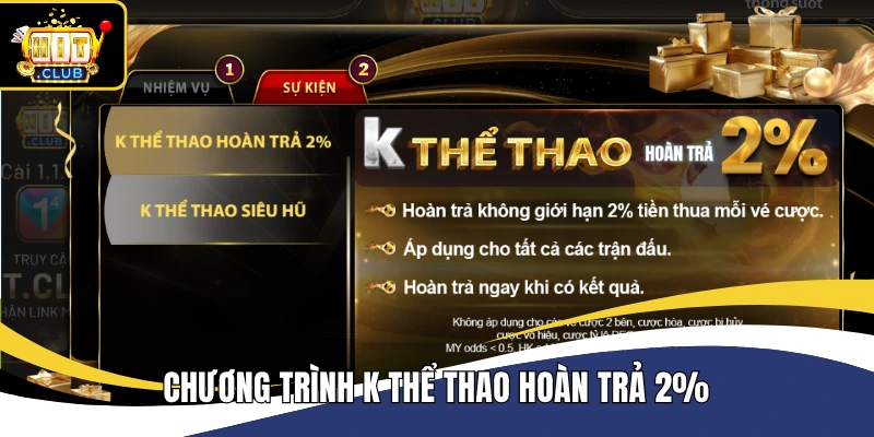 Chương trình K thể thao hoàn trả 2% 