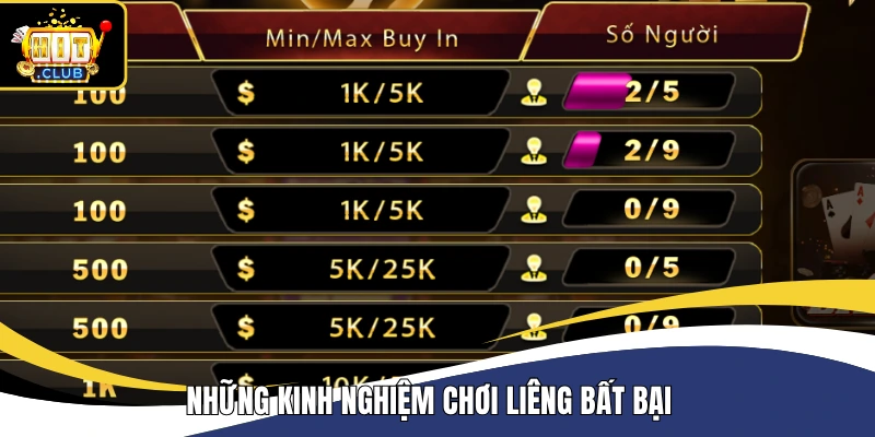 Những kinh nghiệm chơi Liêng bất bại 